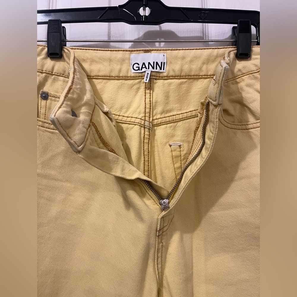 Ganni Magny Wide Leg Yellow Jeans - Picture 6 of 7